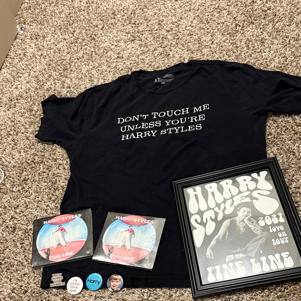 Black Graphic Tee with Harry Styles Print